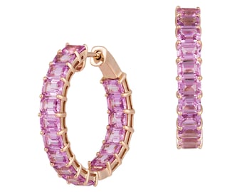 50% KORTING op liquidatieopruiming!! Beste aanbiedingen accepteren!! NWT 11.500 zeldzame prachtige 18 kt gouden fancy glinsterende roze saffieroorbellen