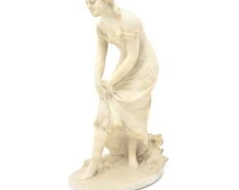 50% Off Clearance! Accepting Best offers! 5,500 Rare Important Fine Art Deco Alabaster Figure of a Woman Holding Her Dress Emilio Fiaschi