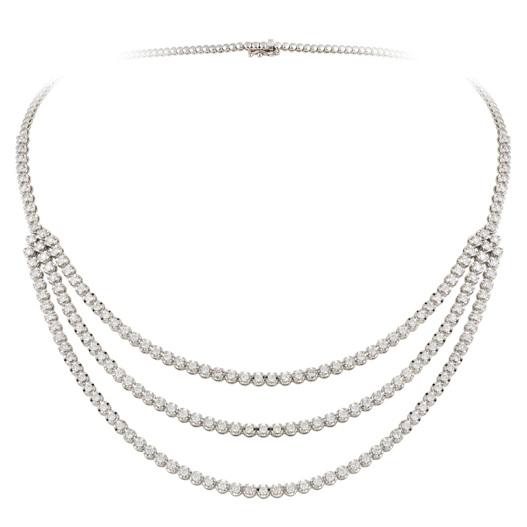 50 OFF Last Call Clearance Accepting Best Offers NWT 35 000 Rare Important 18KT Gold Gorgeous Fancy Three Strand Diamond Necklace Etsy UK