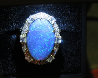 50% Off Special Liquidation Clearance!! Accepting Best Offers!! NWT 60,000 18KT Gold Gorgeous Fancy Large Black Opal Diamond Bombe Ring