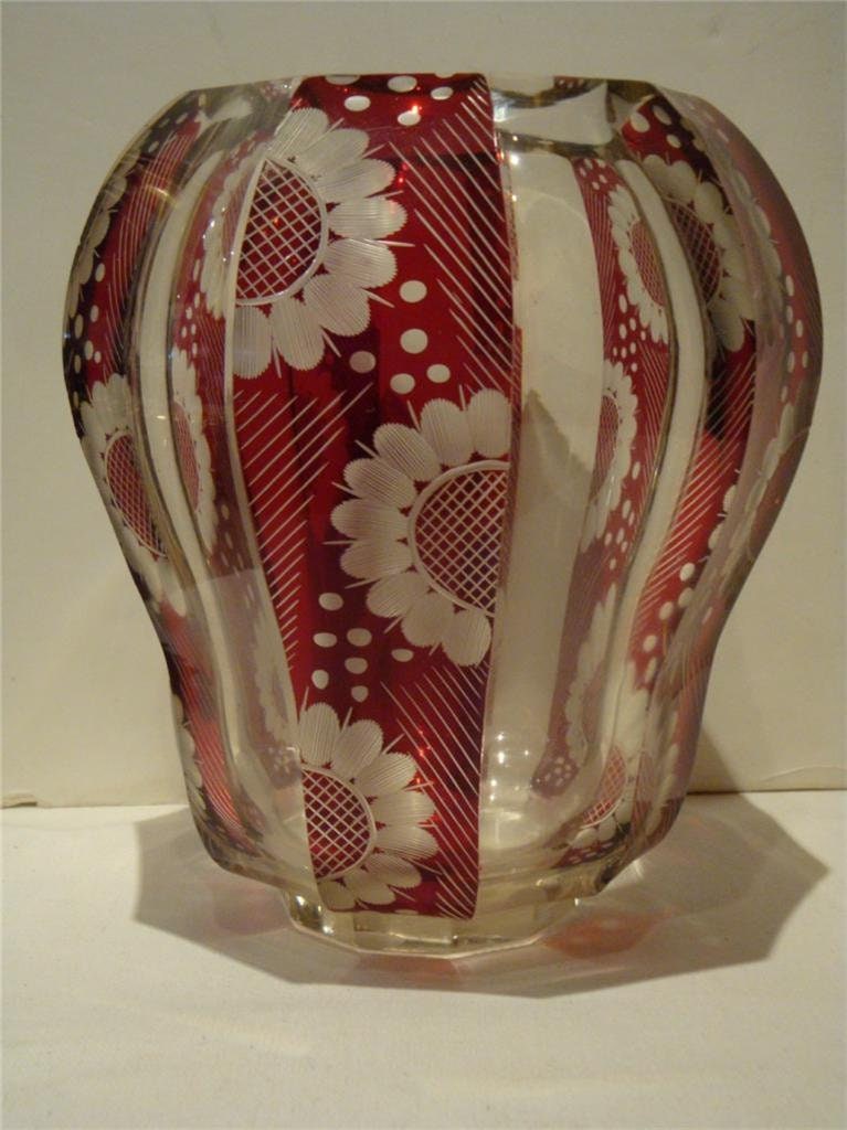 50% Off Liquidation Clearance Accepting Best Offers 5, 500 Important Heavy 19Th C French Glass Bohemian Ruby Red Stenciled Floral Vase