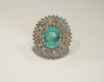 50% OFF Liquidation Clearance!!! Accepting Best Offers!!! NWT 47,711 Rare 18KT Gold Gorgeous Large 8CT Paraiba Tourmaline Diamond Ring