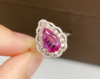 40% Off Special Liquidation Clearance!! Accepting Best Offers! NWT 5,529 Rare Large 18KT Rose Gold Gorgeous Fancy Pink Sapphire Diamond Ring