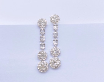 40% OFF Liquidation Clearance!! Accepting Best Offers!! NWT 9,949 18KT Gold Exquisite Rare Fancy Long Diamond Dangle Earrings