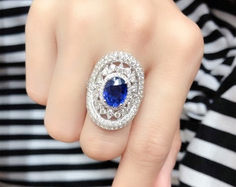 50% Off Special Liquidation Clearance!! Accepting Best Offers!! NWT 23,000 Rare Magnificent 18KT Gold 5CT Fancy Blue Sapphire Diamond Ring