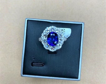 50% OFF Liquidation Clearance!! Accepting Best Offers!! NWT 24,000 Rare Gorgeous 18KT Gold Fancy 4.50CT Blue Sapphire Rose Cut Diamond Ring