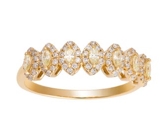 50% OFF Last Call Clearance!!! NWT 2,975 Rare 18KT Gold Gorgeous Fancy Yellow Diamond White Diamond Ring