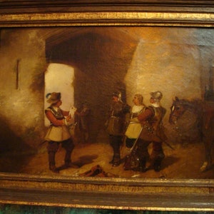 50% Liquidation Clearance! Accepting Best Offers! 5,500 Rare 19th Century English School Oil Painting of a Man Being summoned by the King
