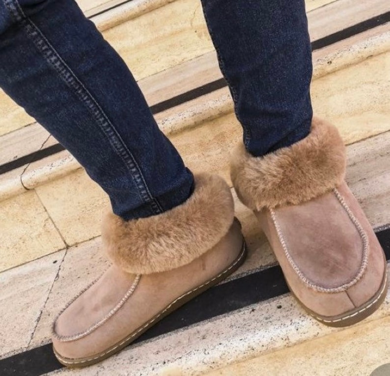 Chaussons Vanuba Peppin Homme - Cuir Et Peau De Mouton - Taille 7.5 US - Gris/Beige - Neuf