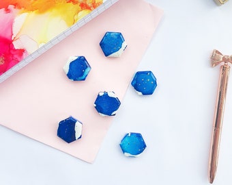 Blue Ceramic Magnets / Set of 6 / Office Stationery Decor