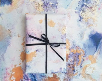 A2 Purple Wrapping Paper / Alcohol Ink Artwork / Stationery / Gift Wrapping for Birthdays, Mothers Day & Valentines