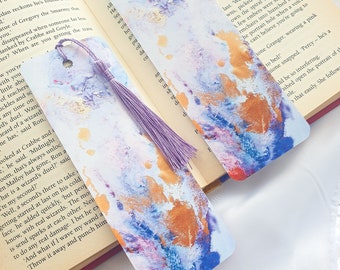 Purple Alcohol Ink bookmark. With or without tassel- Book worm gift- Book lover- Pretty Stationery