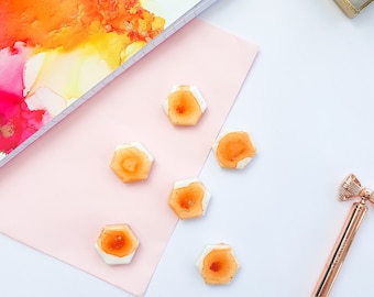 Peach Ceramic Magnets / Set of 6 / Office Stationary Decor