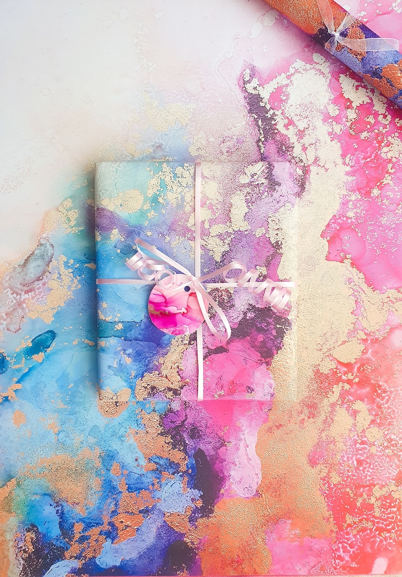 Rainbow Alcohol Ink Wrapping Paper