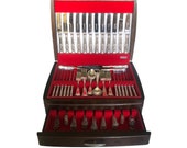 Vintage 128 piece canteen of Kings cutlery 12 place setting, Pinder Bros Ltd Sheffield