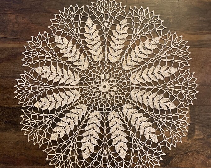 Lace Wheat Doily 17.5\u201d Handmade Doily