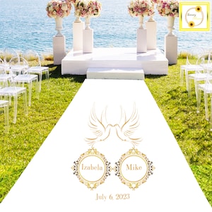 Doves Wedding Runner, Personalised Aisle Runner, Wedding Decor, Outdoor Wedding