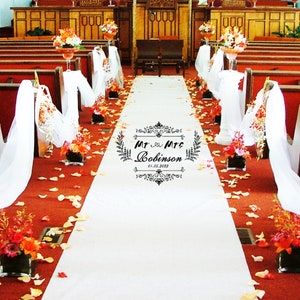 Wedding Aisle Runner Church Decor, Mr/Mrs Personalised 33" Inches Width Wedding Carpet, Decor For Wedding