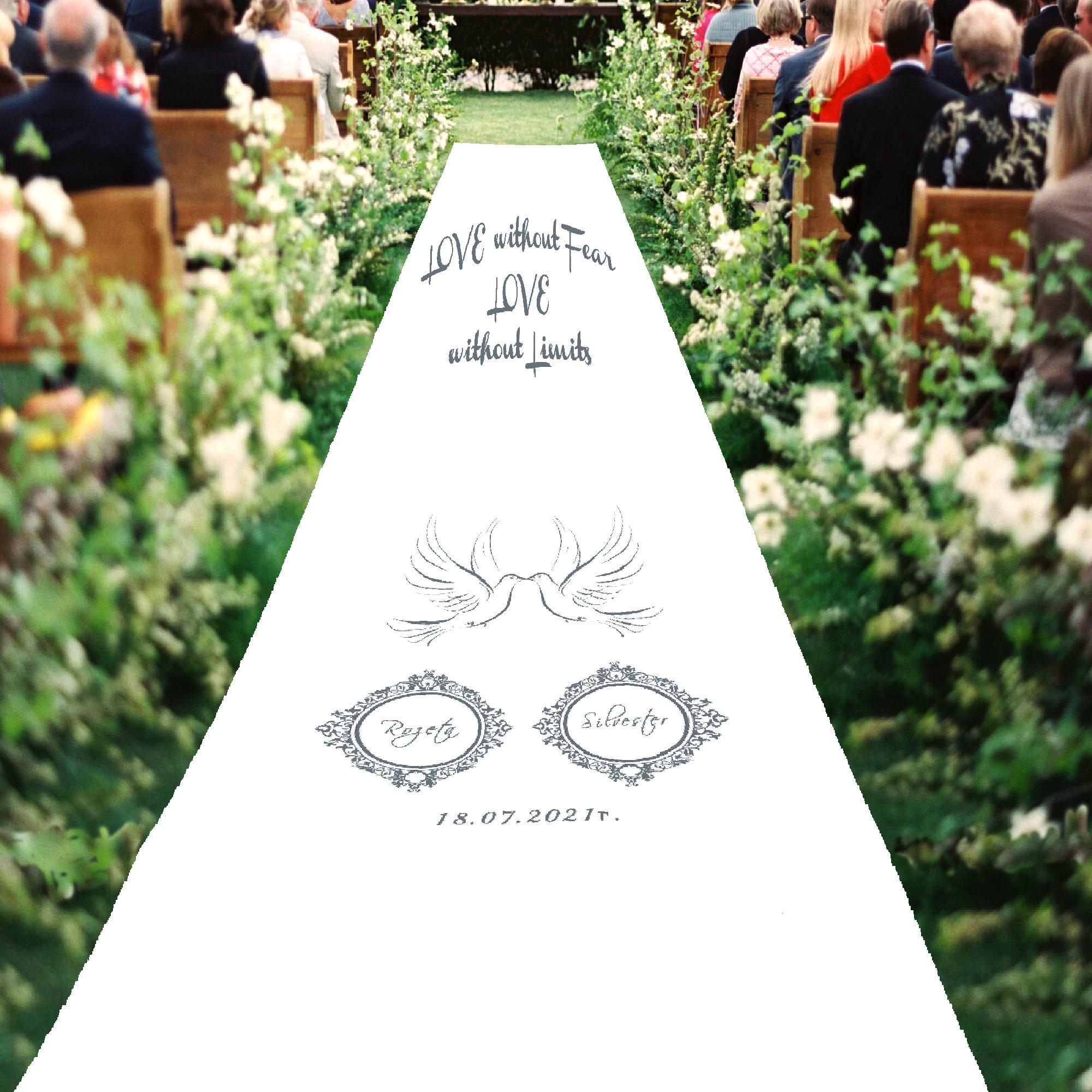 Church Wedding Carpet Decoration Personalised WEDDING AISLE RUNNER 20ft 30ft 