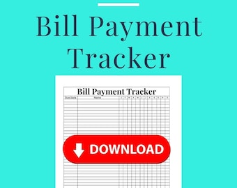 Bill Payment Tracker, Bill Tracker, Bill Tracker Printable, Bill Tracker Download, Bill Payment Tracker Checklist, Bill Tracker Checklist