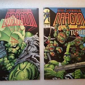 Mutant Ninja Turtles Savage Dragon Set of 2 Comics Both NM Spawn