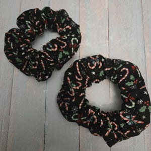 Candy Canes on Black Scrunchie