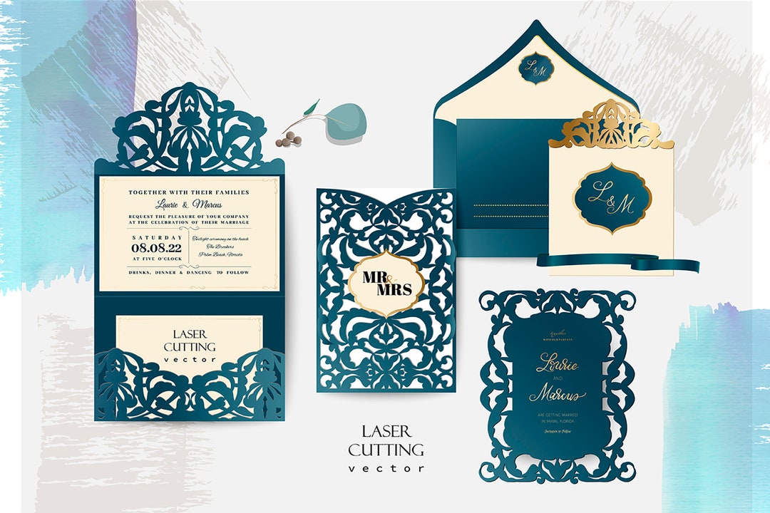 Laser Cut Invitation SVG Template Vector Cutting Files Etsy