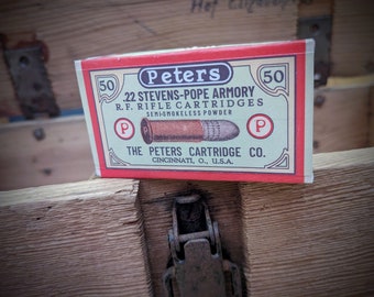 Cartridge box "Peters .22 Stevens-Pope Armory R.F. Rifle Cartridges"