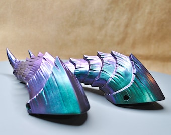 Demonic Dragon Horns - Color-Shift Painted Layered Horns for RPG Cosplay & LARP