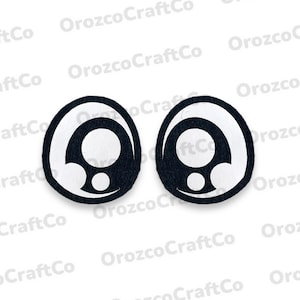 May include: Two black felt eyes with white pupils and white outlines. The eyes are perfect for crafting projects.