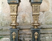 Antique Neoclassical Bronze and Marble Columns, Set of 2