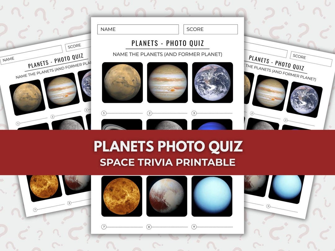 Planets Photo Quiz – Solar System Printable Trivia Game (instant ...
