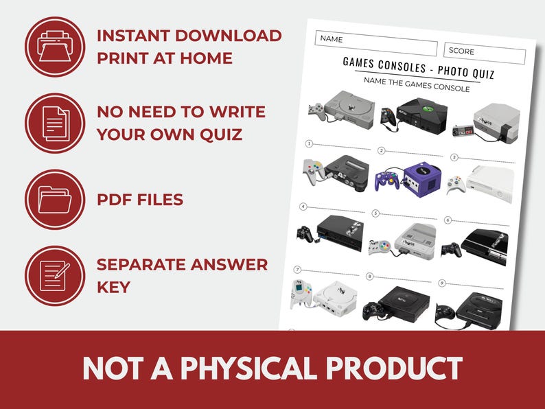 Questions Game Console Games Consoles Picture Quiz – Printable Trivia Game (instant Download ...