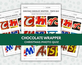 Chocolate Wrapper Christmas Picture Quiz – Printable Xmas Trivia Game (Instant Download)