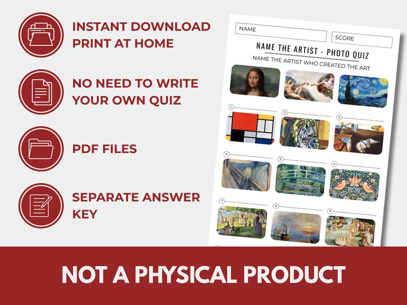 Name the Artist Photo Quiz – Printable Trivia Game (instant Download ...