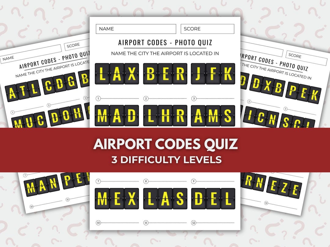 Airport Codes Photo Quiz – Printable Travel Trivia Game (instant