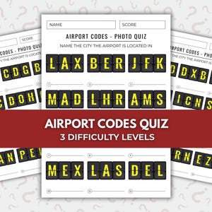Flygplatskoder Fotoquiz – Utskrivbart resequizspel (Direkt nedladdning)