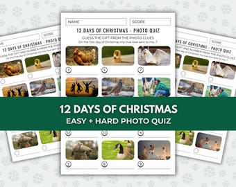 12 Days of Christmas Picture Quiz – Printable Xmas Trivia Game (Instant Download)