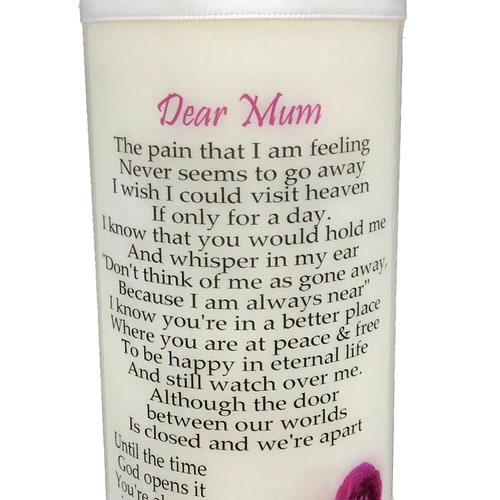 Mum Poem Memorial Candle Funeral to Light in Remembrance of Etsy