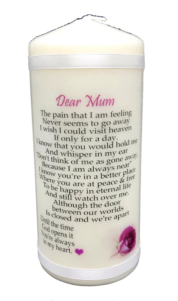 Mum Poem Memorial Candle Funeral to Light in Remembrance of Etsy