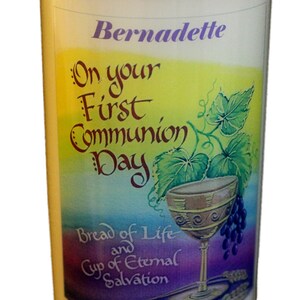 First Holy Communion Candle personalised gift Large 6&quot; Christian Catholic keepsake