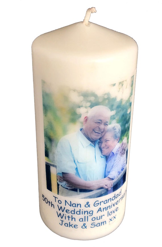 50th Golden Wedding Anniversary Photo Candle Personalised Gift Etsy