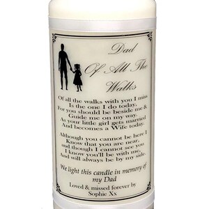 Father of the Bride  Personalised Wedding Memorial Absence Poem candle