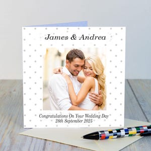 Félicitations pour votre mariage, carte photo personnalisée avec sous-verre amovible souvenir