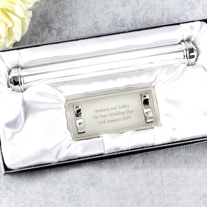 Porte-certificat de mariage en plaqué argent, cadeau souvenir personnalisé
