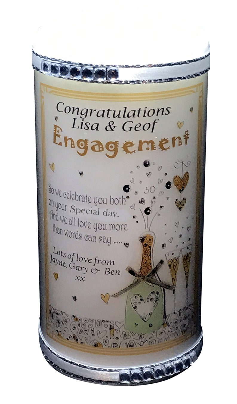 Engagement Candle Card  personalised gift  Large 6quot;  To the