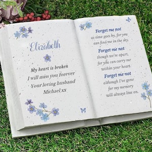 Personalised Memorial Grave Book or Grave Ornament with "Forget me not poem"