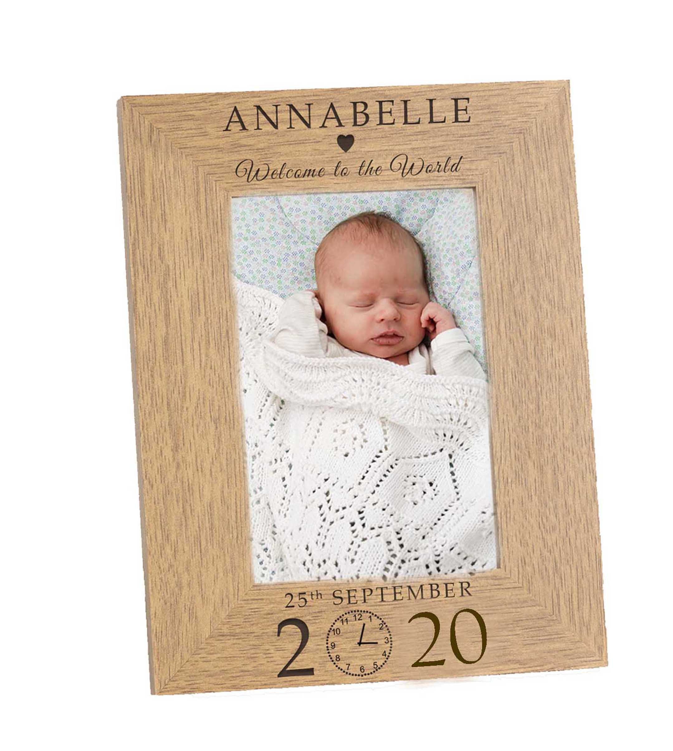 Personalized Oak Baby Photo Frame: Welcome to the World Gift - Etsy