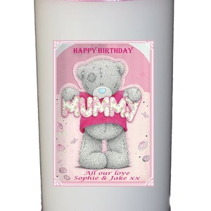 Cadeau personnalisé carte bougie d'anniversaire pour maman Grande peluche rose de 15 cm (6 po.) parfaite pour une maman spéciale. Une carte et un cadeau en un !