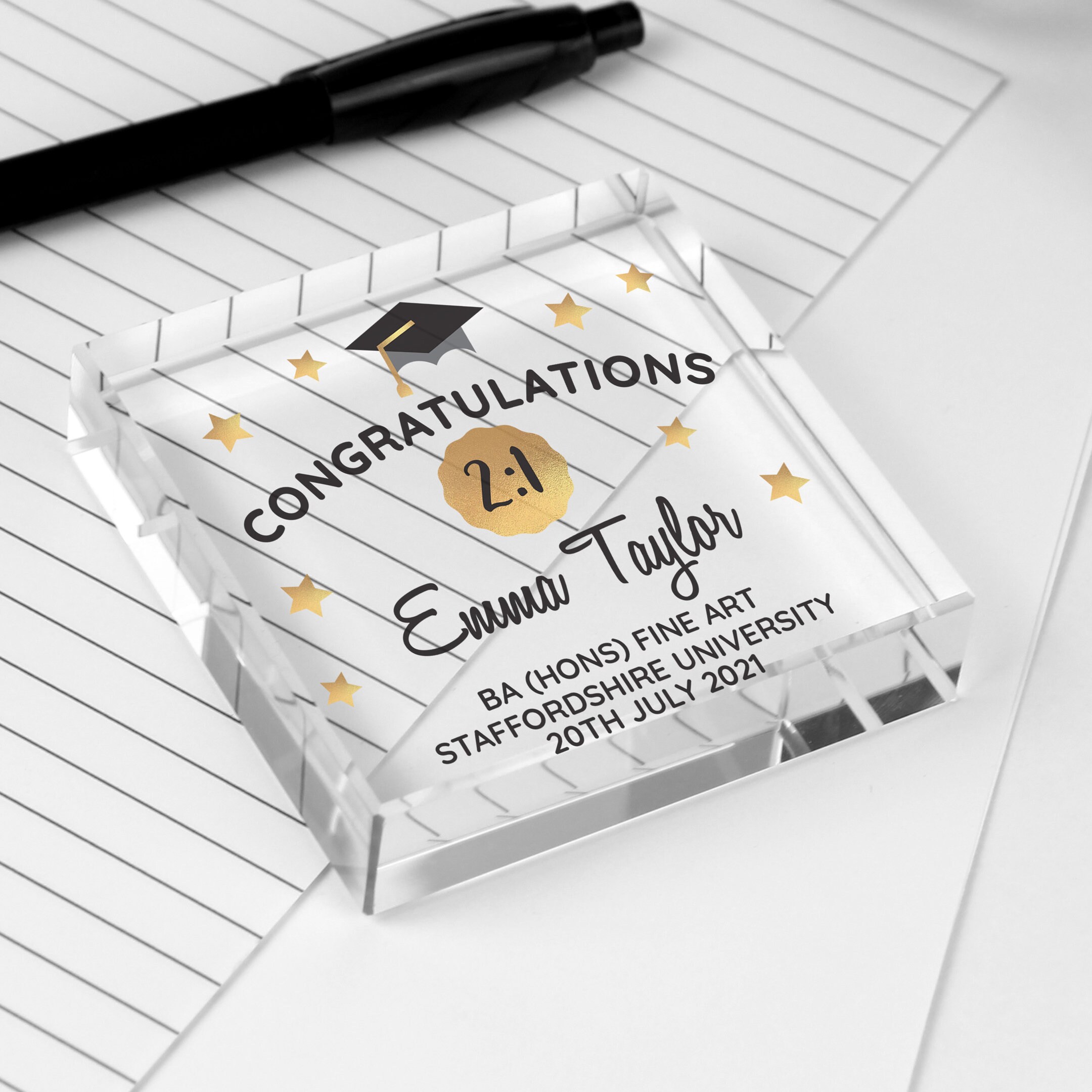 Graduation Personalised Gift for Him or Her Crystal Glass Paperweight ...